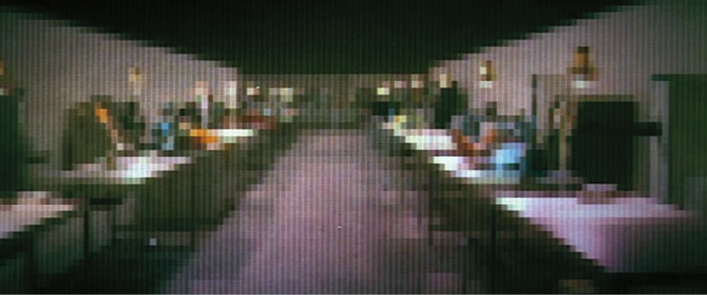 Figure 4. The gunslinger’s view of the tables in the lab where Peter is hiding.