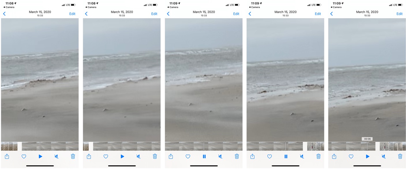 Figure 3: Walking in the wind. Screenshots of camera video. Image by Annette Markham. Used with permission.